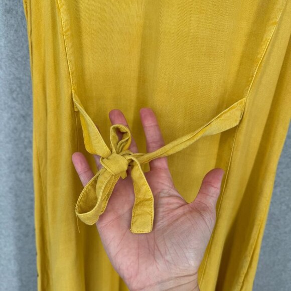 Womens Embroidered Maxi Dress Size S Yellow Cosplay Renaissance Boho Festival - Picture 7 of 13